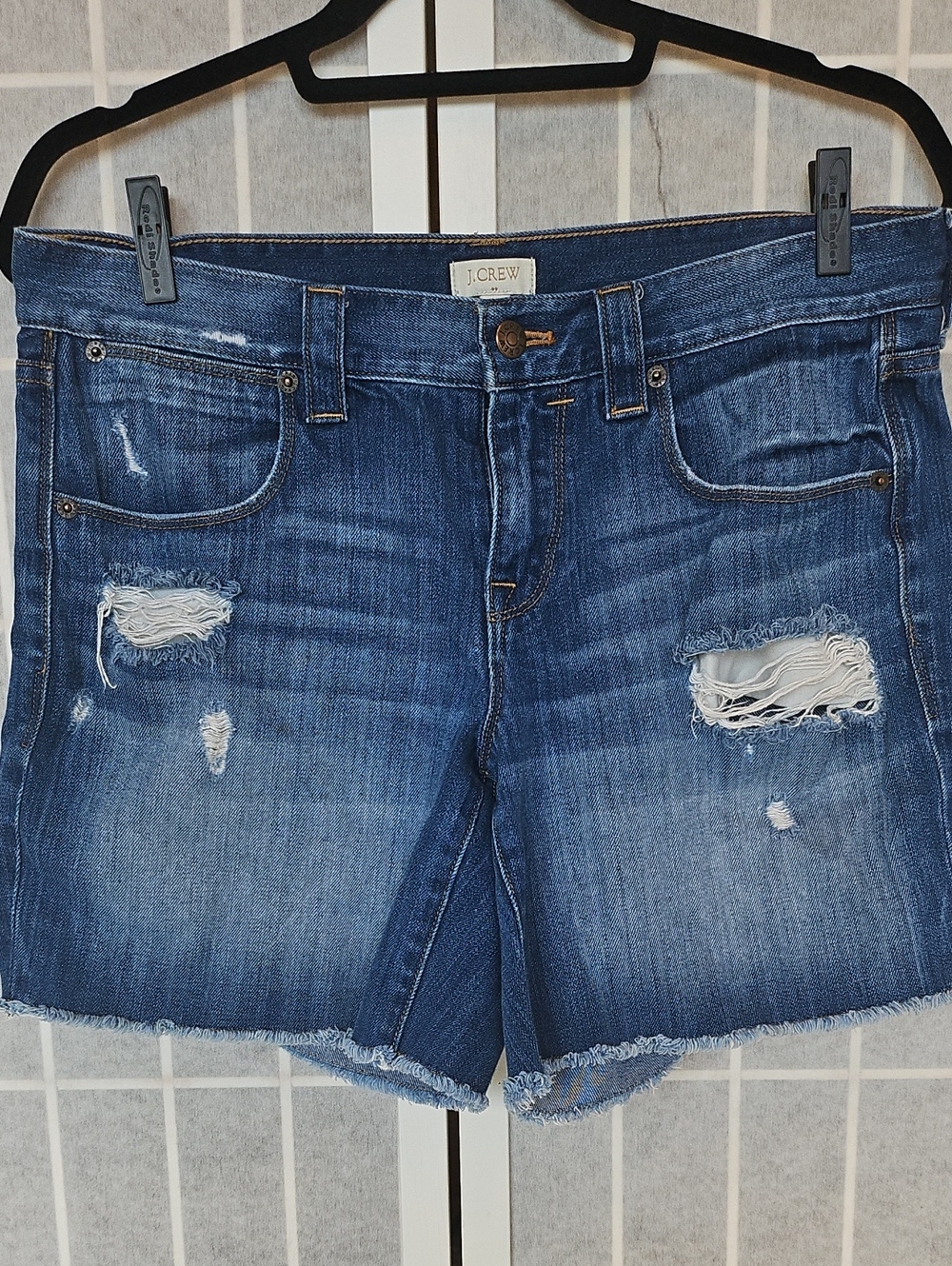 J. Crew Medium Blue Distressed Denim Shorts